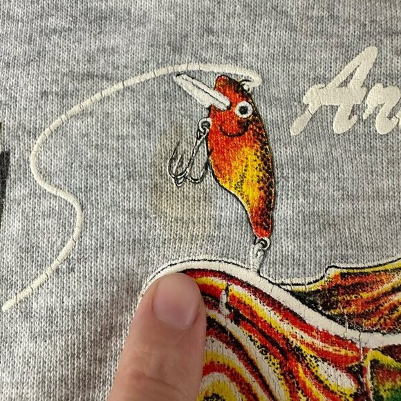 Vintage Mens Size XL Arkansas Bass Fishing Graphic Crewneck Sweatshirt in Gray - Picture 4 of 10